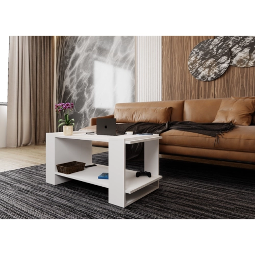 Stolik kawowy ST16 BIA Biały ława z półką loft